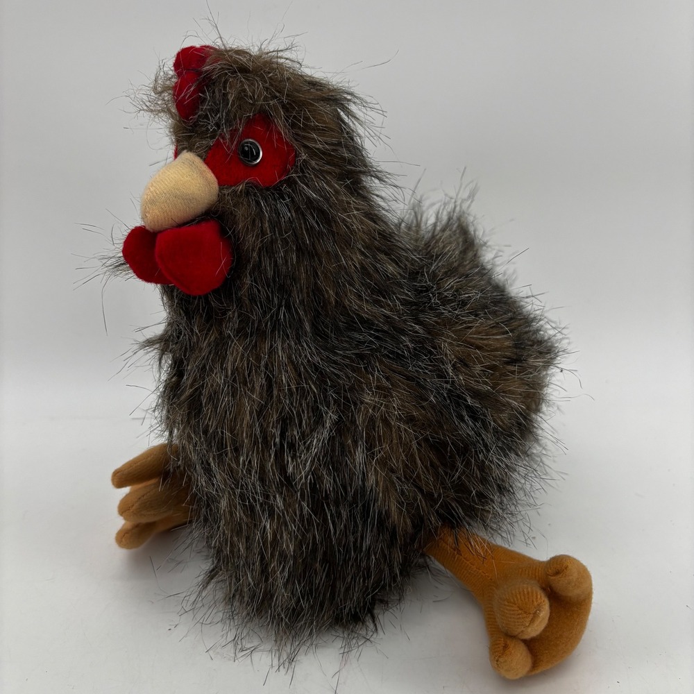 Dan Dee Collectors Choice Brown Shaggy Fur Chicken Plush Stuffed Animal 9 inch